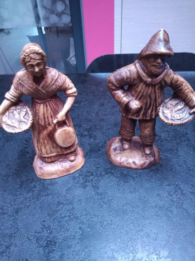 Ancienne posture couple de poissonnier, Collections, Statues & Figurines