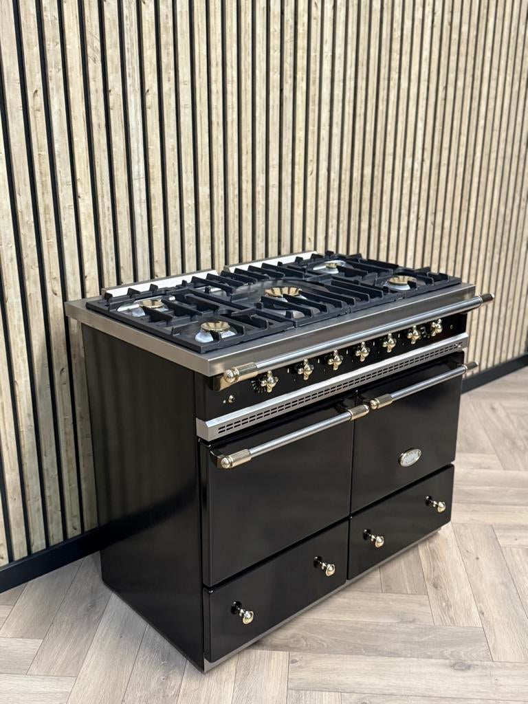 Luxe Lacanche 100cm Zwart Dubbele Oven Gas, Ophalen of Verzenden, Grill, Elektrisch