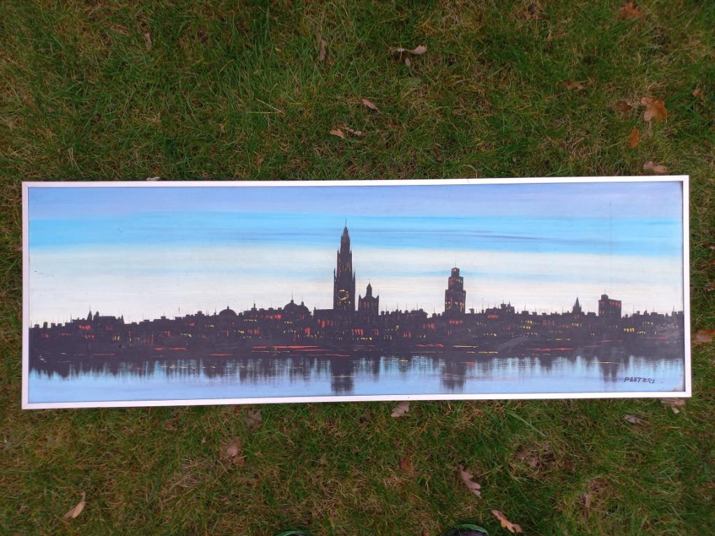 Zicht op Antwerpen - Peeters 122x41 cm, Ophalen of Verzenden