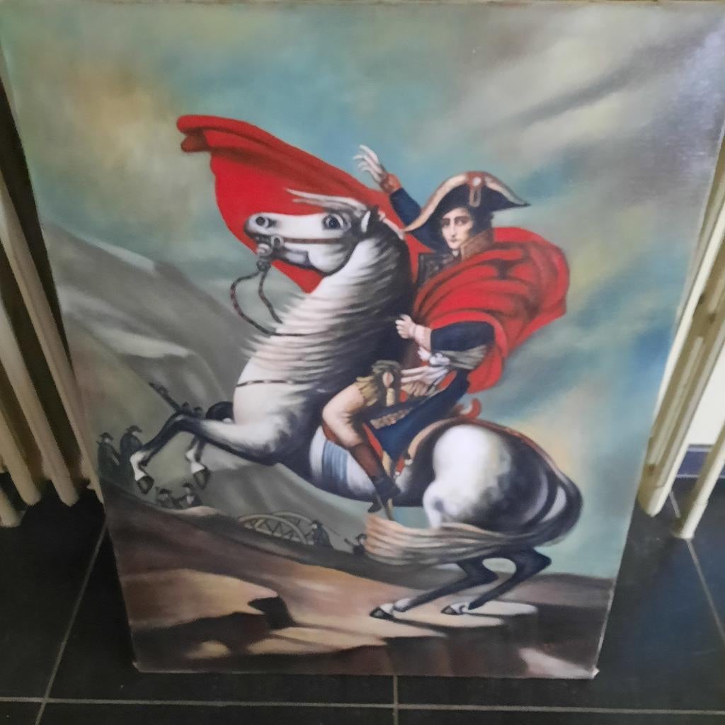 Napoleon schilderij op doek . Gesigneerd . 75 euro ., Antiek en Kunst, Ophalen of Verzenden