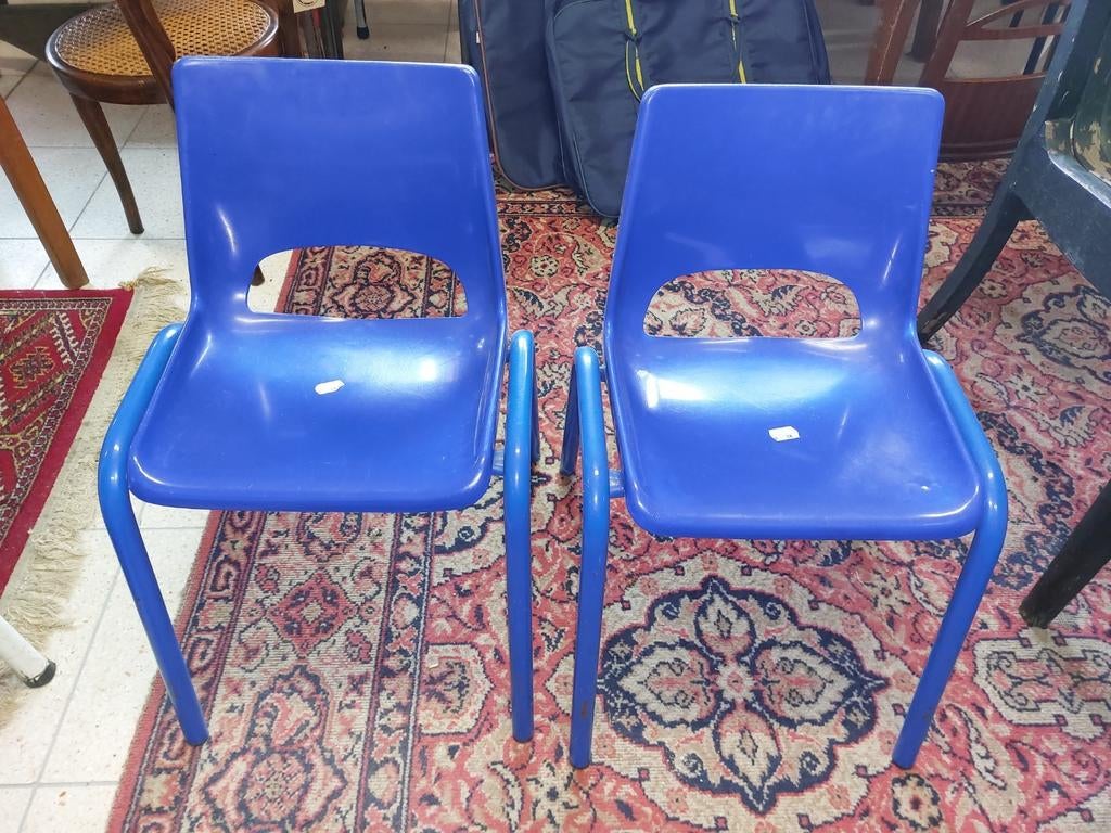 2 chaises Vintage d'école maternelle estampillées "rn", Ophalen, Gebruikt, Stoel(en)