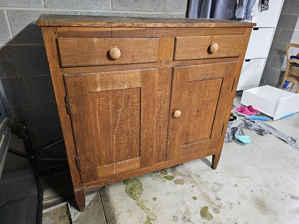 Buffet chêne ancien, Maison & Meubles, 25 à 50 cm, Avec tablette(s), Liégois - Pays de Herve, 100 à 150 cm