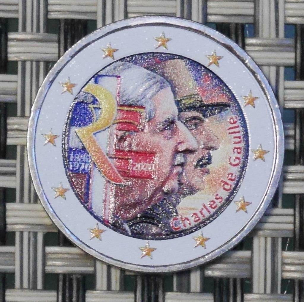 2 euro Frankrijk 2020 UNC Charles de Gaulle (ingekleurd), Postzegels en Munten, Munten | Europa | Euromunten, Ophalen of Verzenden