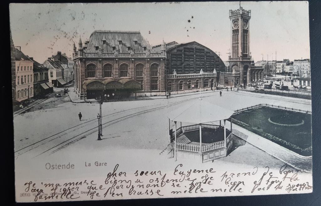 Postkaart OOSTENDE la gare STATION KIOSK TOP!, Verzenden