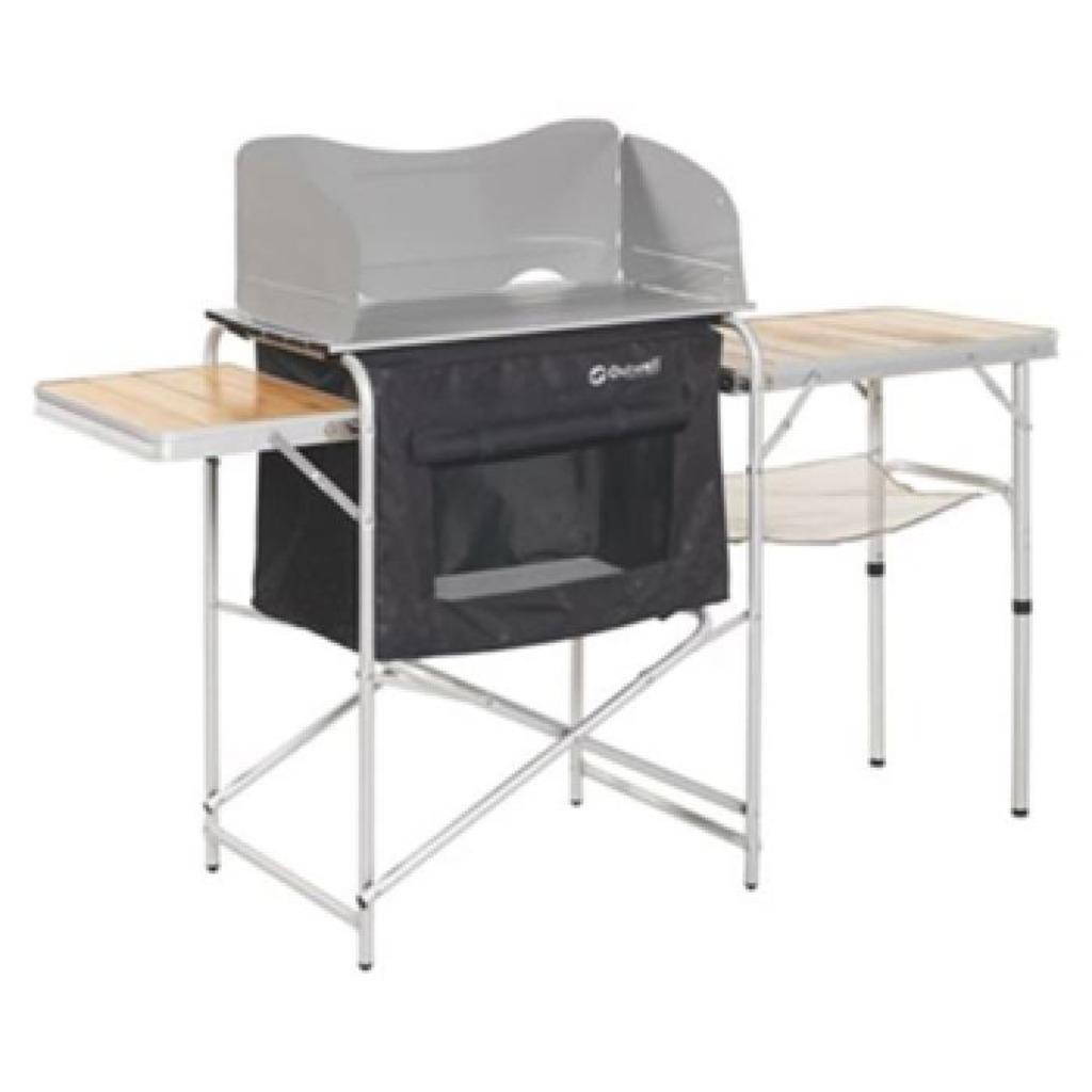 Table de cuisine OUTWELL Bamboo avec pare vent et armoire, Enlèvement, Comme neuf