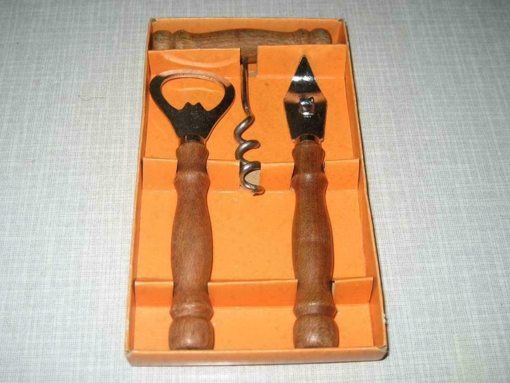 Vintage barset van kurkentrekker en flesopener, Ophalen of Verzenden