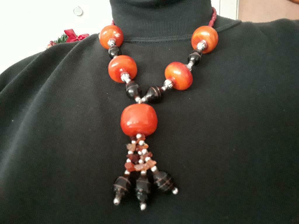 Collier fantaisie, Bijoux, Sacs & Beauté, Colliers, Enlèvement ou Envoi, Neuf, Orange, Autres matériaux