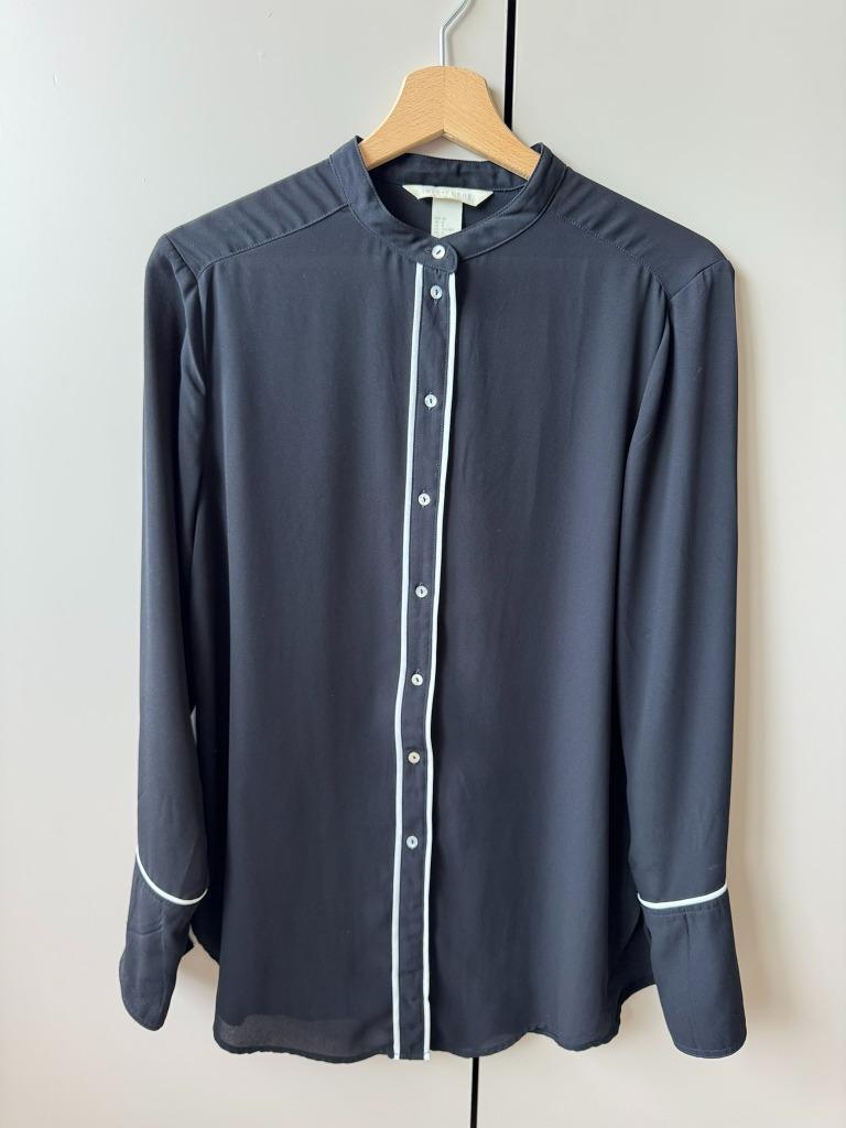 Zwart met wit afgebiesde blouse H&M Conscious maat 38, Maat 38/40 (M), Zwart, Ophalen of Verzenden, H&M Conscious