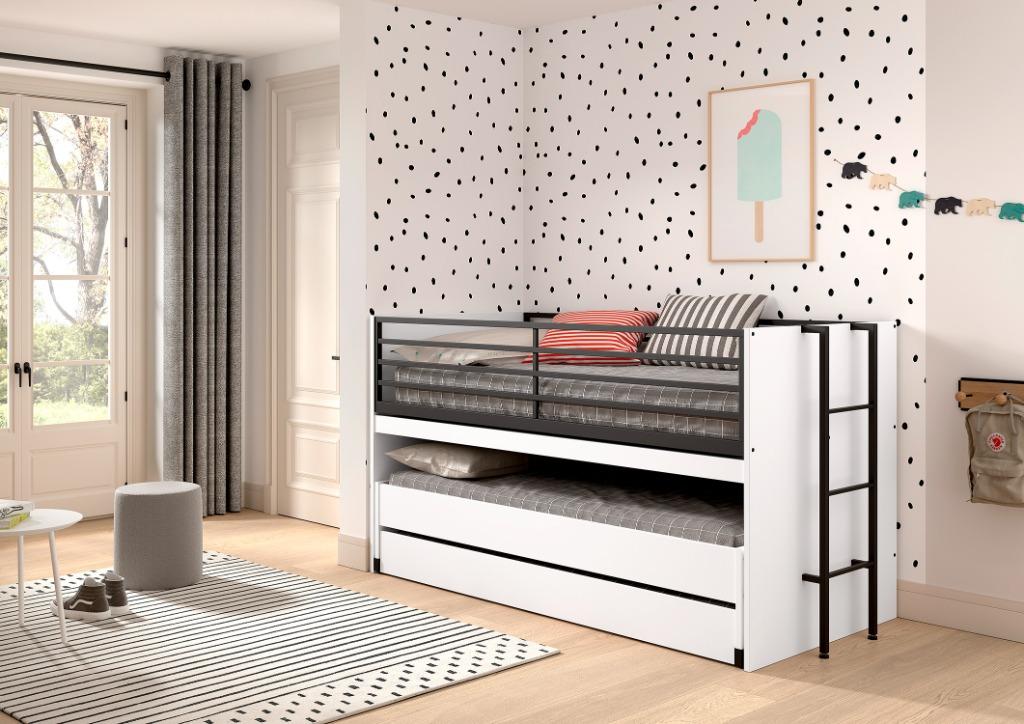 LIT DEMI-HAUT SAM 86 90 X 200 CM BLANC, Maison & Meubles, Chambre à coucher | Lits superposés & Lits mezzanines, Neuf, 90 cm, Lit mi-hauteur mezzanine