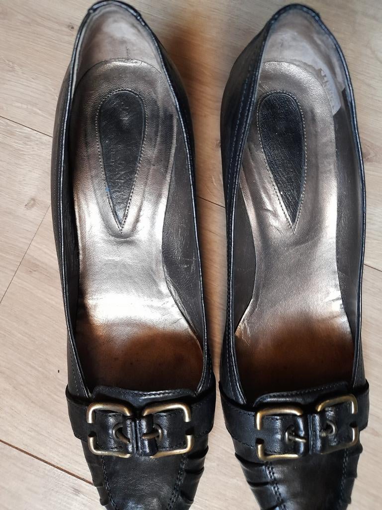 Schoenen, dames , leder, Janet & Janet, zwart, maat 38,5, Ophalen of Verzenden, Instappers, Zwart, Janet & Janet