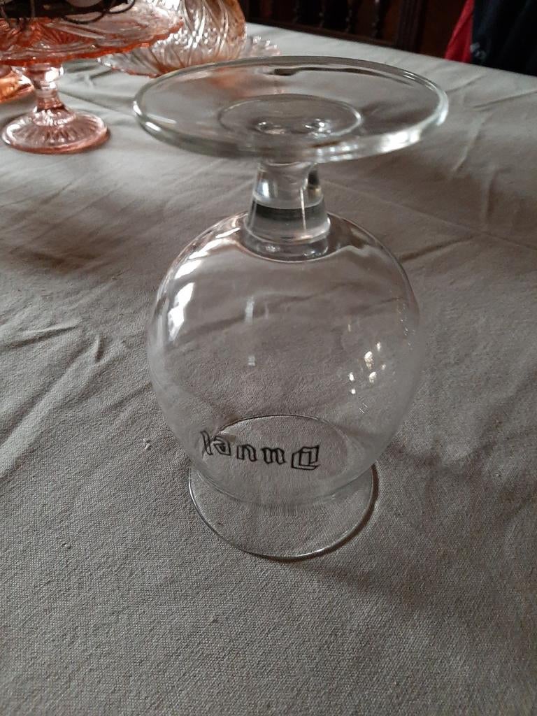 Oud Duvel glas met zwarte belettering !!! Mini chipje af!, Ophalen of Verzenden, Zo goed als nieuw