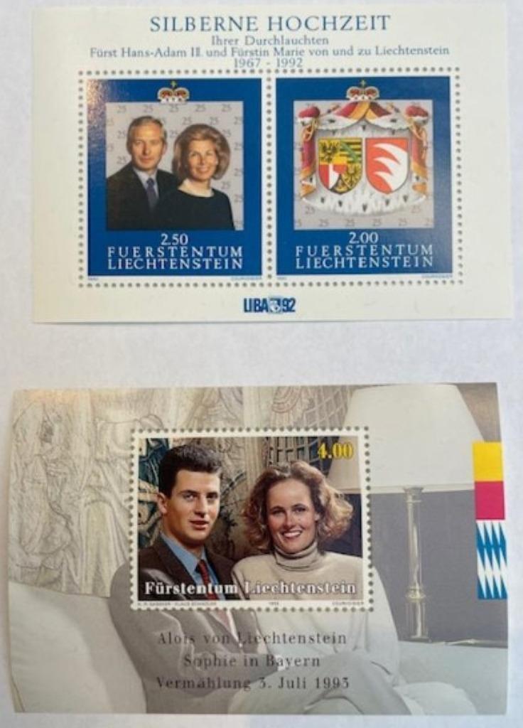 Royals 2 postzegel blok Vorst en Vorstin, Ophalen of Verzenden, Postfris, Koningshuis