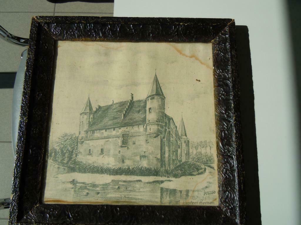 pentekening kasteel Hernen - Krubo, Antiek en Kunst, Kunst | Tekeningen en Fotografie, Ophalen of Verzenden