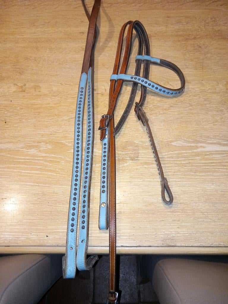 Westernhoofstel maat cob blauw met steentjes, Dieren en Toebehoren, Ophalen of Verzenden