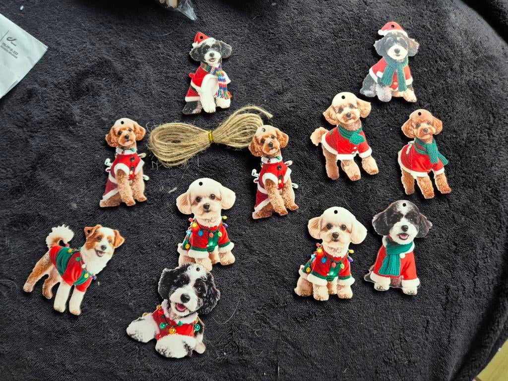 Houten kerst ornamenten poedel, Ophalen of Verzenden