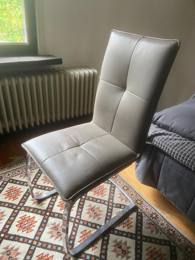 Chaise de cuisine ou salon cuir gris taupe, Maison & Meubles, Chaises, Gris, Enlèvement, Utilisé, Cuir
