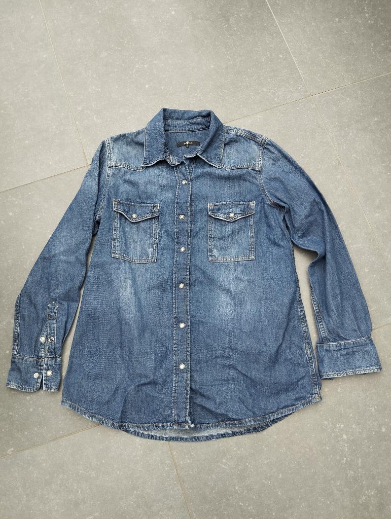 Sporadisch gedragen dameshemd.  (Jeans), 7 for all mankind, Ophalen of Verzenden, Zo goed als nieuw, Blauw