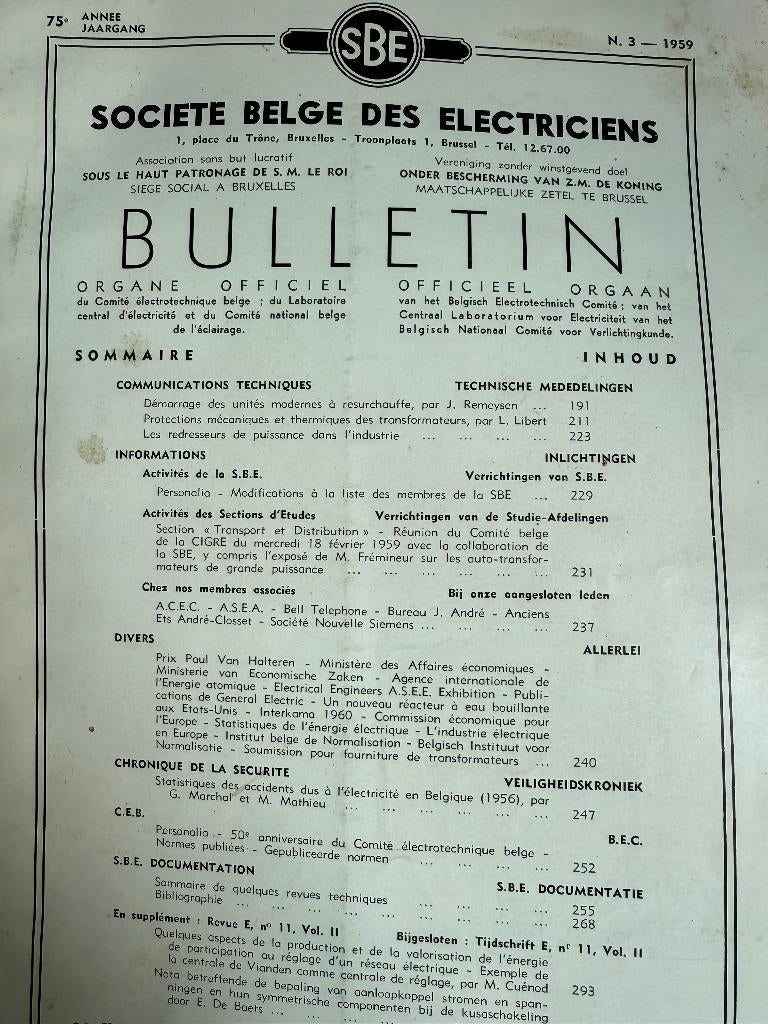 Bulletin de la Société Belge des Électriciens (SBE)., Envoi
