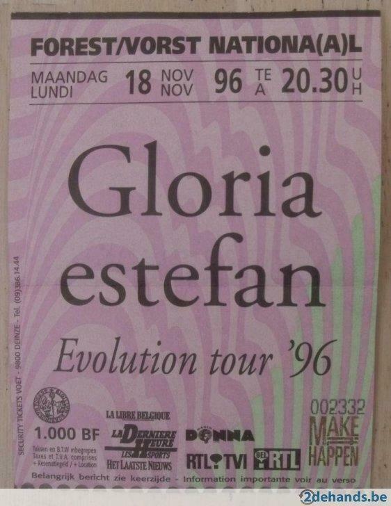 oud ticket Gloria Estefan concert, Verzamelen, Gebruikt