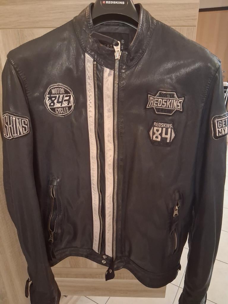 Veste redskins en cuir, Enlèvement ou Envoi, Comme neuf, Autres tailles, Bleu