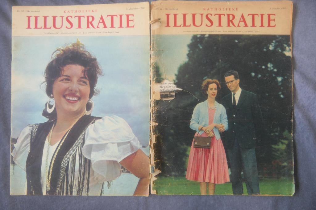 2 oude tijdschriften ILLUSTRATIE 41 EN 53 Koningshuis 1960, Antiek en Kunst, Ophalen