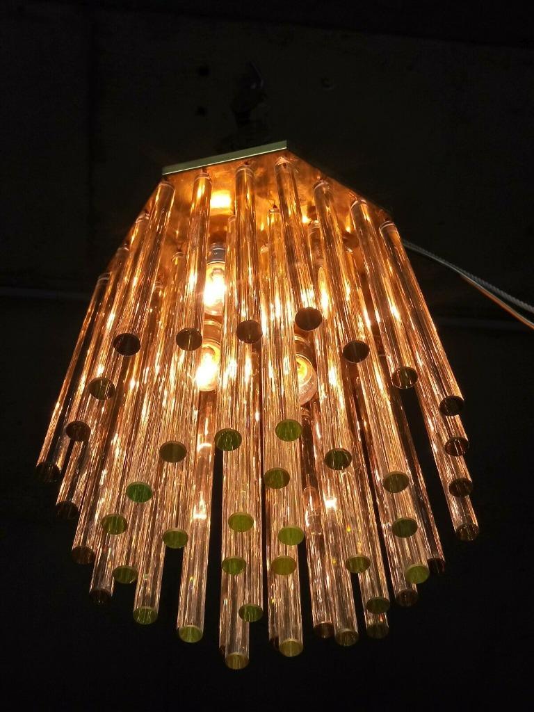 vintage designer plafondlamp glasstaven Holywood Regency, Ophalen of Verzenden, Gebruikt, Glas