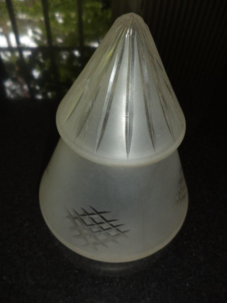 plafonnier VTG abat-jour en verre de forme conique, art déco, Enlèvement ou Envoi