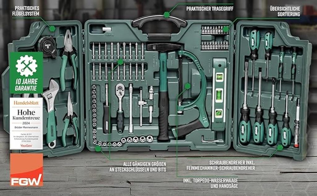 Valise à outils Brüder Mannesmann LIVRAISON RAPIDE ET GRATUI, Envoi, Neuf