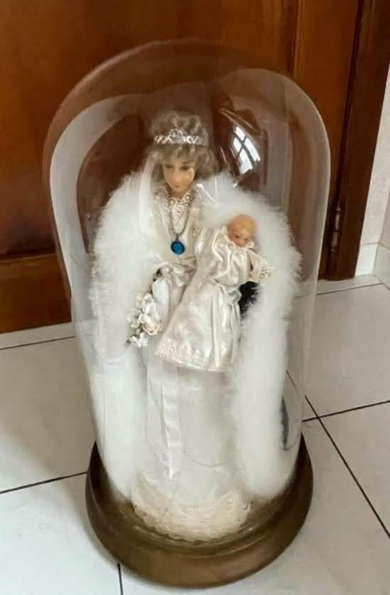 Maria met kind - afwerking met Brugse kant - 50cm hoogte, Antiek en Kunst, Ophalen of Verzenden