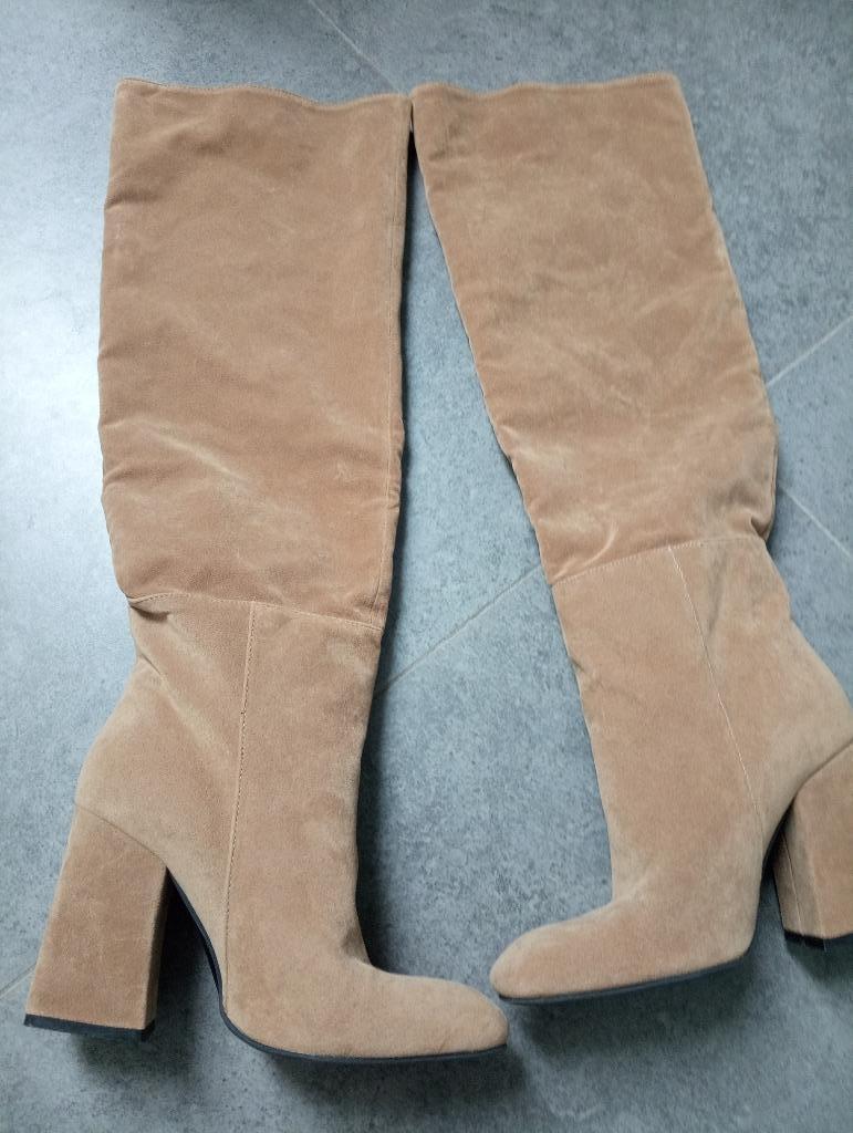 Botte haute femme 38, Beige, Enlèvement, Porté, Bottes hautes