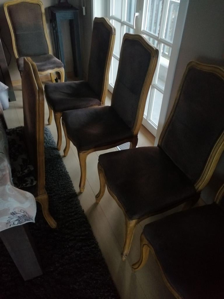 6 chaises de salle à manger en tissu, Enlèvement, Utilisé, Brun, Tissus