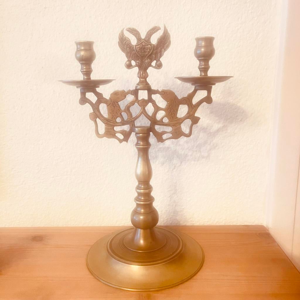 Chandelier ancien, objet décoré aigles et de lions  Judaïca, Enlèvement ou Envoi, Cuivre ou Bronze