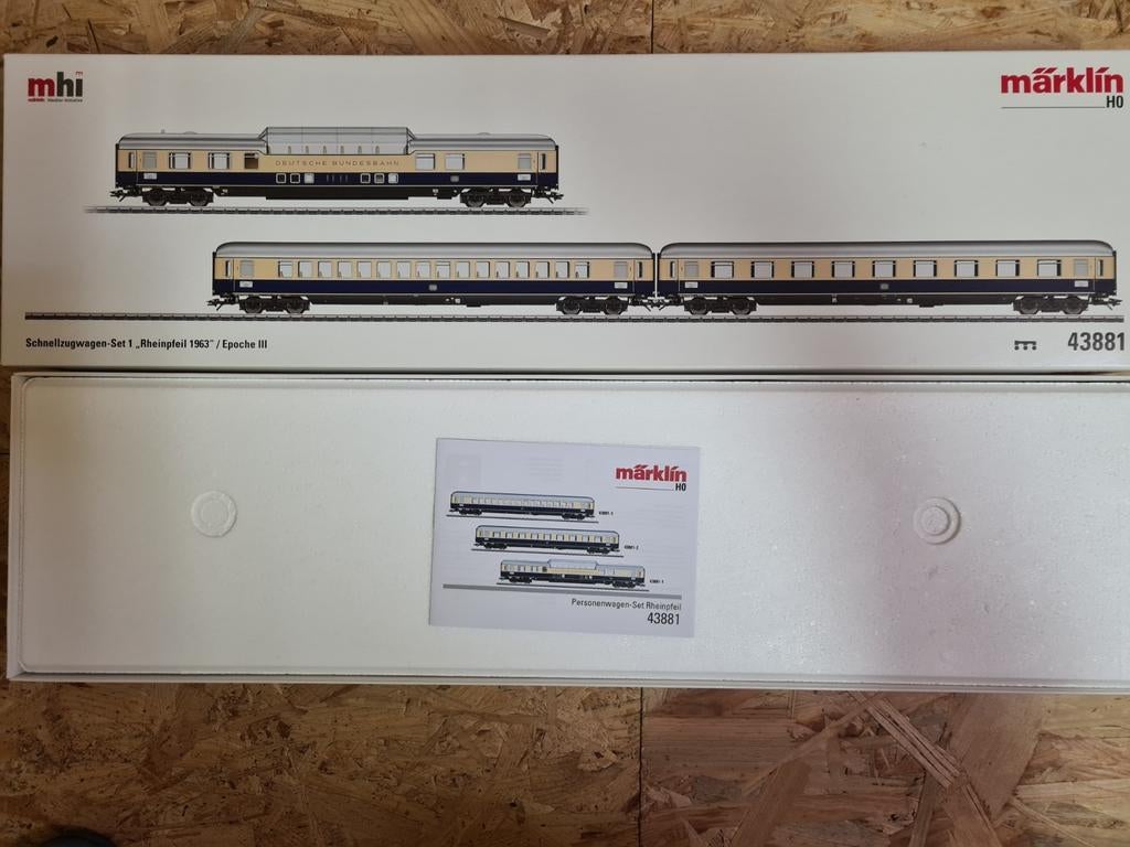 Märklin 43881 Rheinpfeil 1963 set de voitures 1 en octobre, Enlèvement ou Envoi, Courant alternatif, Comme neuf, Set de Trains