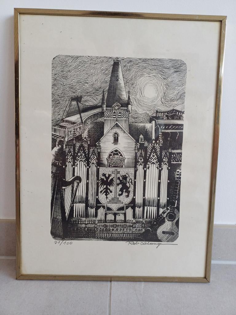 Gravure de Rob Delange, Antiquités & Art, Art | Eaux-fortes & Gravures, Enlèvement ou Envoi