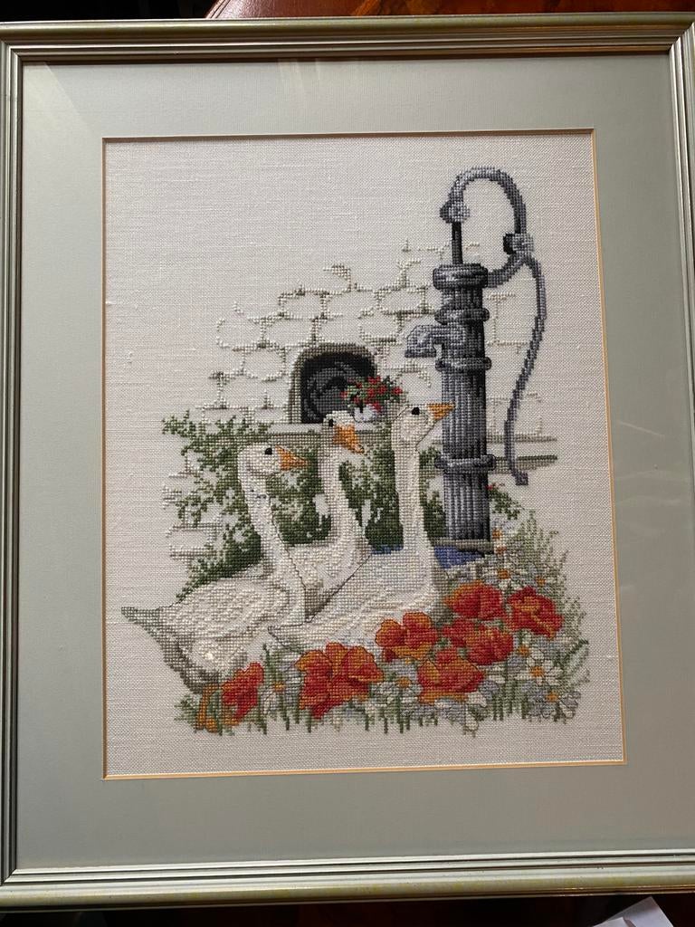 Geborduurd schilderij met kader, Ophalen, Zo goed als nieuw