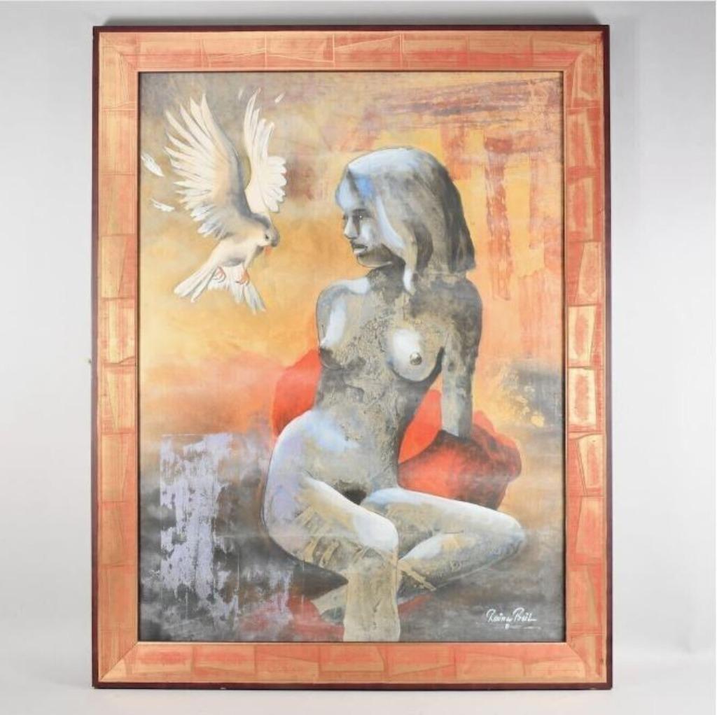naakt schilderij hedendaags R. Beil, Antiek en Kunst, Kunst | Schilderijen | Modern, Ophalen of Verzenden