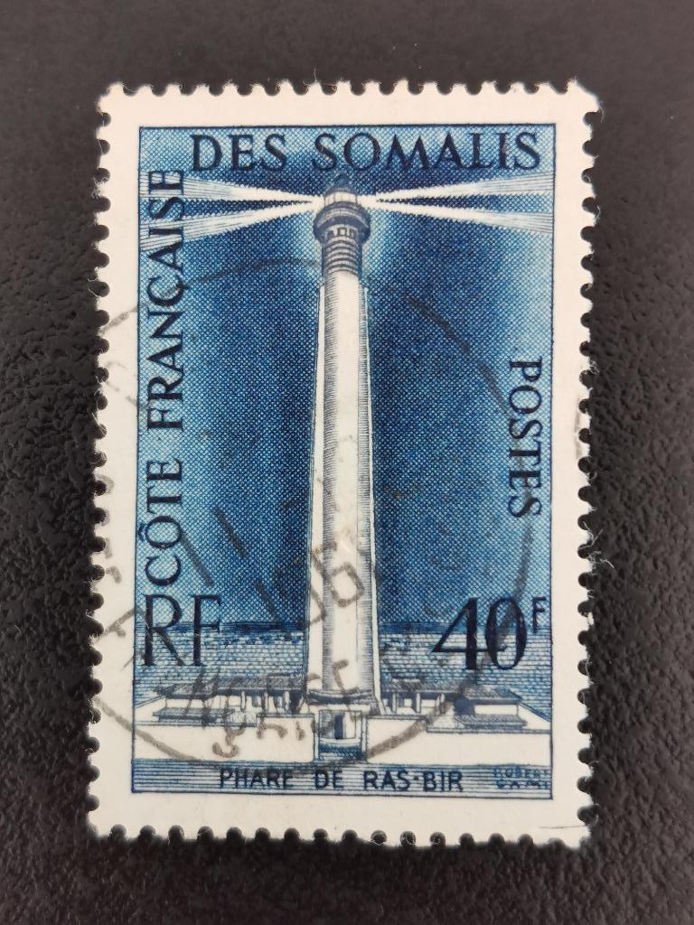 Côte française des Somalis 1956 - vuurtoren, Ophalen of Verzenden, Overige landen, Gestempeld