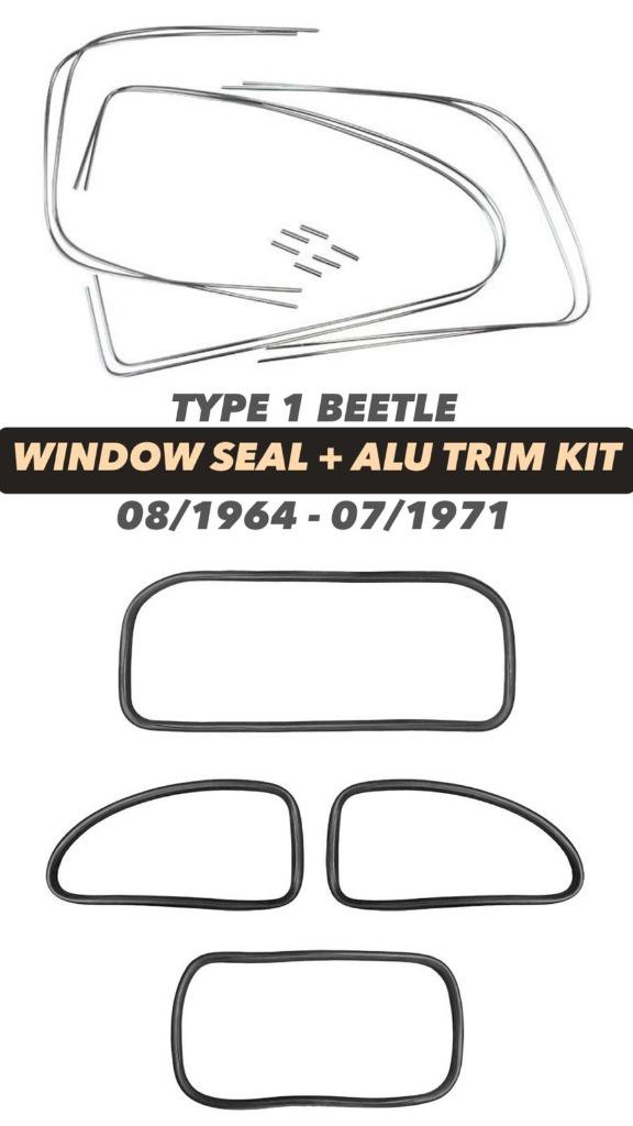 VW Kever Raamrubberset en aluminium sierlijst 1965 - 1971, Ophalen of Verzenden, Nieuw
