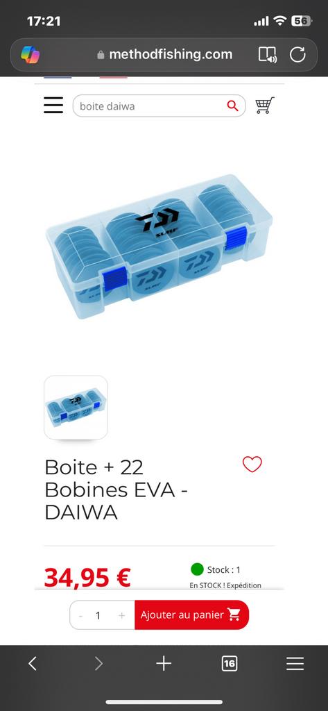 Doos + 22 EVA-spoelen - DAIWA, Ophalen of Verzenden, Zo goed als nieuw