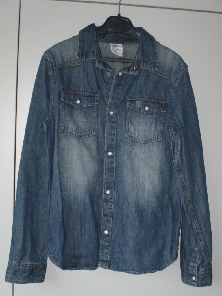 Stoer jeanshemd, maat 146, H&M Prima staat, Gebruikt, Verzenden, Overhemd of Blouse, H&m