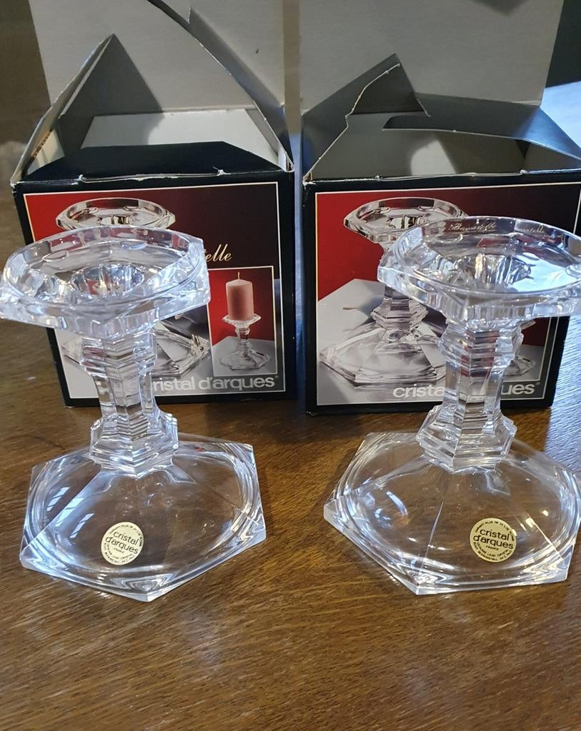 Set van 2 kandelaars van Cristal d'Arques., Antiek en Kunst, Ophalen