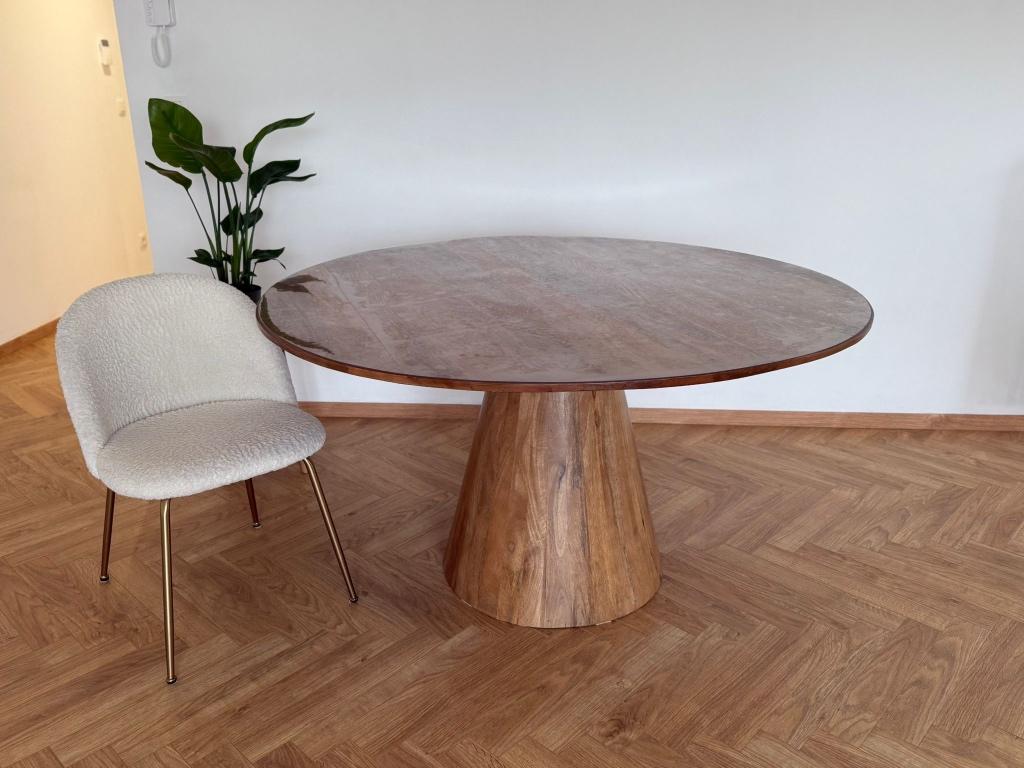 Table ronde 6 p +4 chaises bouclettes + tabourets offerts, Cinq personnes ou plus, Rond, Comme neuf, 100 à 150 cm