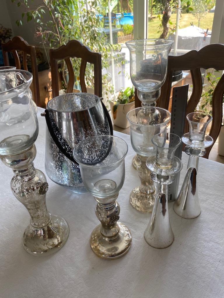 Lot de bougeoirs en verre et argenté, 25 à 50 cm, Enlèvement, Utilisé, Chandelier