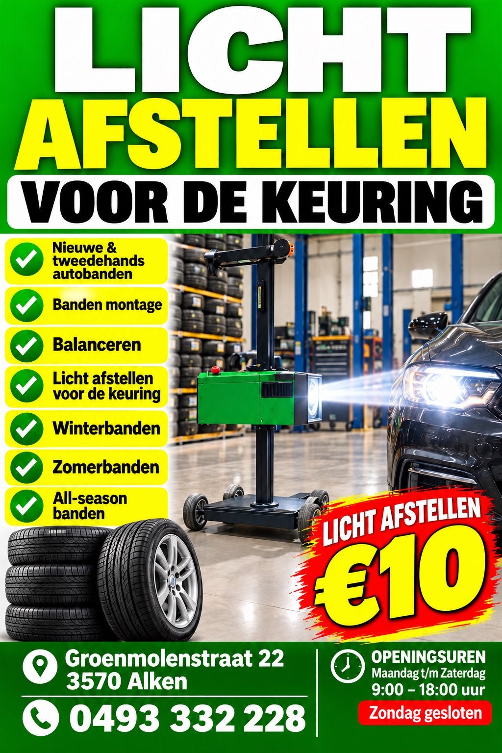 LICHT AFSTELLEN VOOR DE KEURING 0493332228, Ophalen of Verzenden
