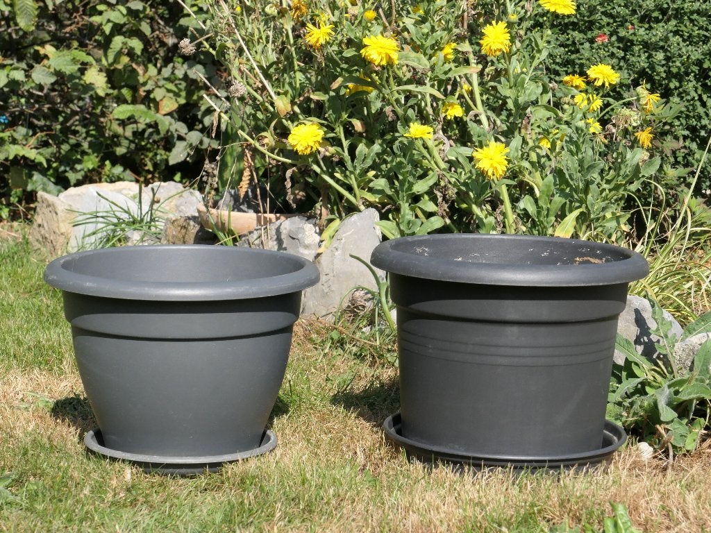 2 pots de fleurs Elho à la pièce ou lot, diamètre de 25 cm, Tuin en Terras, 25 tot 40 cm, Kunststof, Gebruikt, Rond