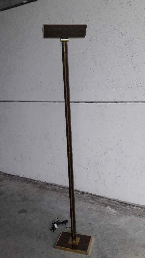 Retro messing vloerlamp brass floorlamp, Huis en Inrichting, Lampen | Vloerlampen, Ophalen, Gebruikt, Metaal, 150 tot 200 cm