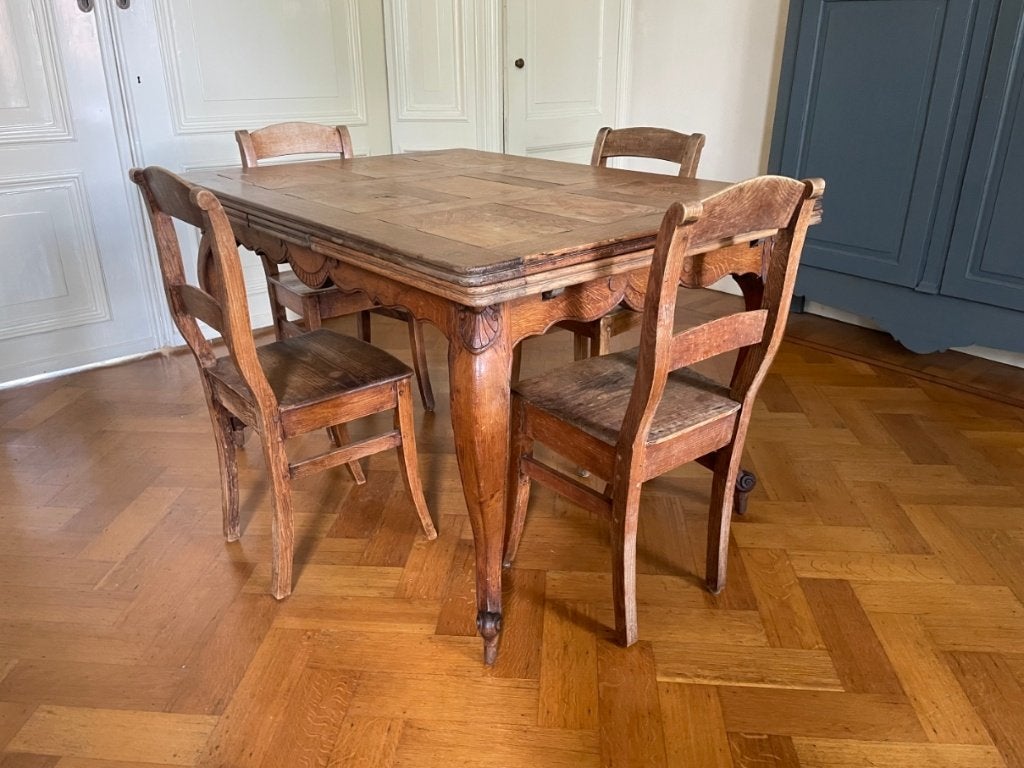 Eettafel Uittrektafel Louis XV Stijl 229 cm. Frans, Antiek en Kunst, Ophalen
