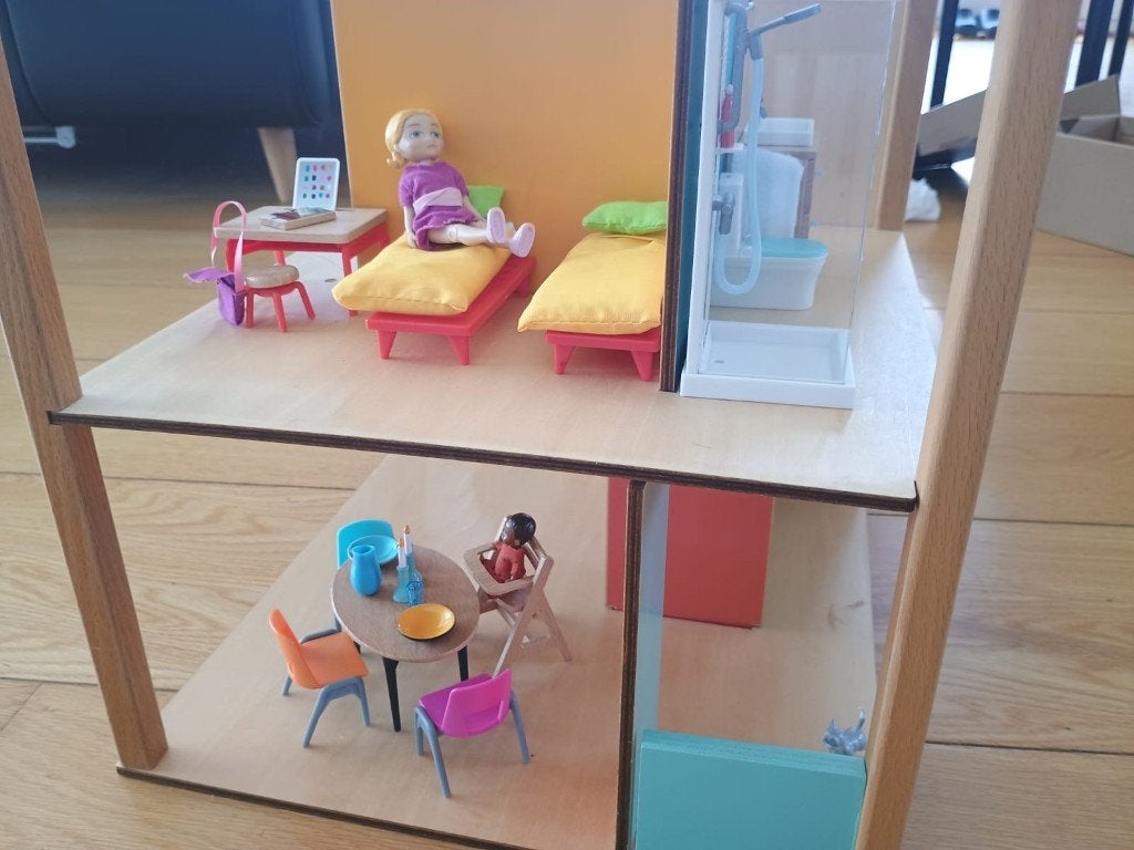 Djeco Kubus poppenhuis, Verzamelen, Ophalen, Zo goed als nieuw, Poppenhuis