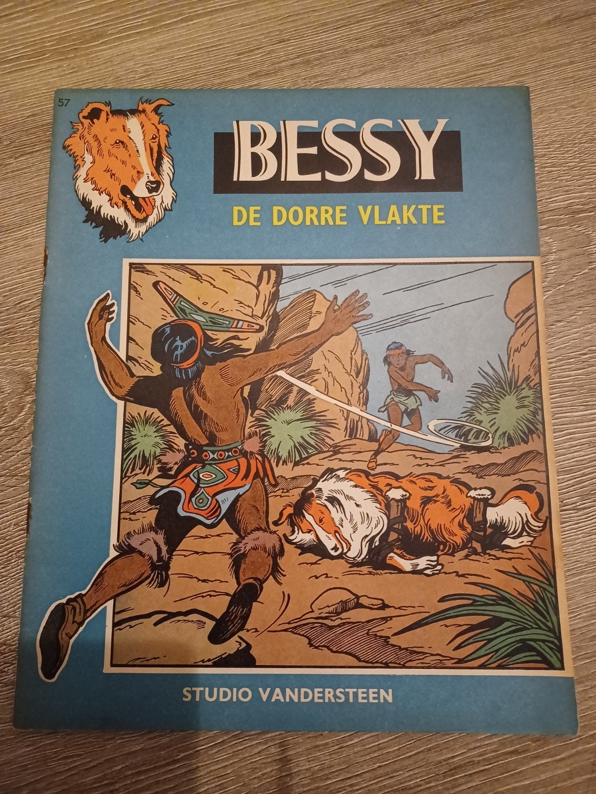 Bessy 57 - De dorre vlakte - sc - opdrachttekening - 1e druk, Gelezen, Eén stripboek, Ophalen of Verzenden, Walterell
