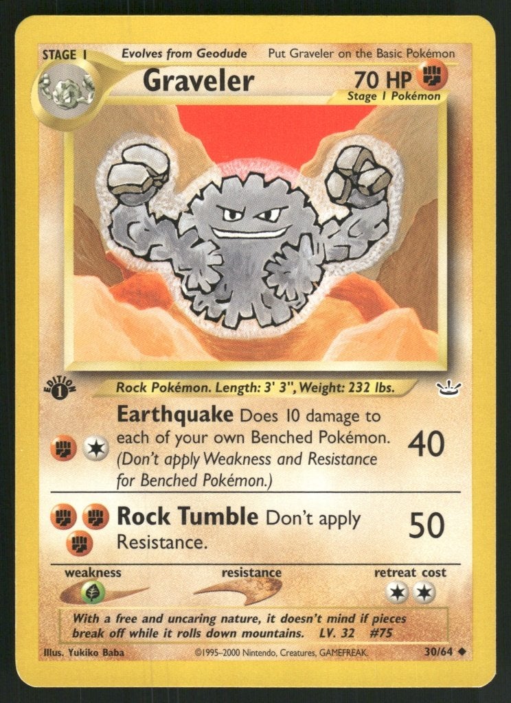 Graveler 30/64 - Neo Revelation (1st edition) (NM), Hobby en Vrije tijd, Verzamelkaartspellen | Pokémon, Verzenden, Gebruikt